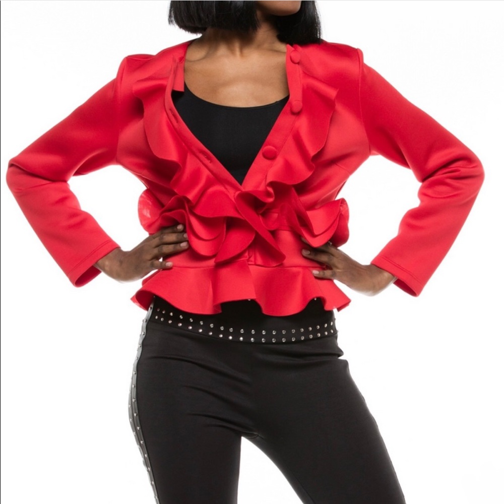 Why -Scuba Ruffle Design Jacket